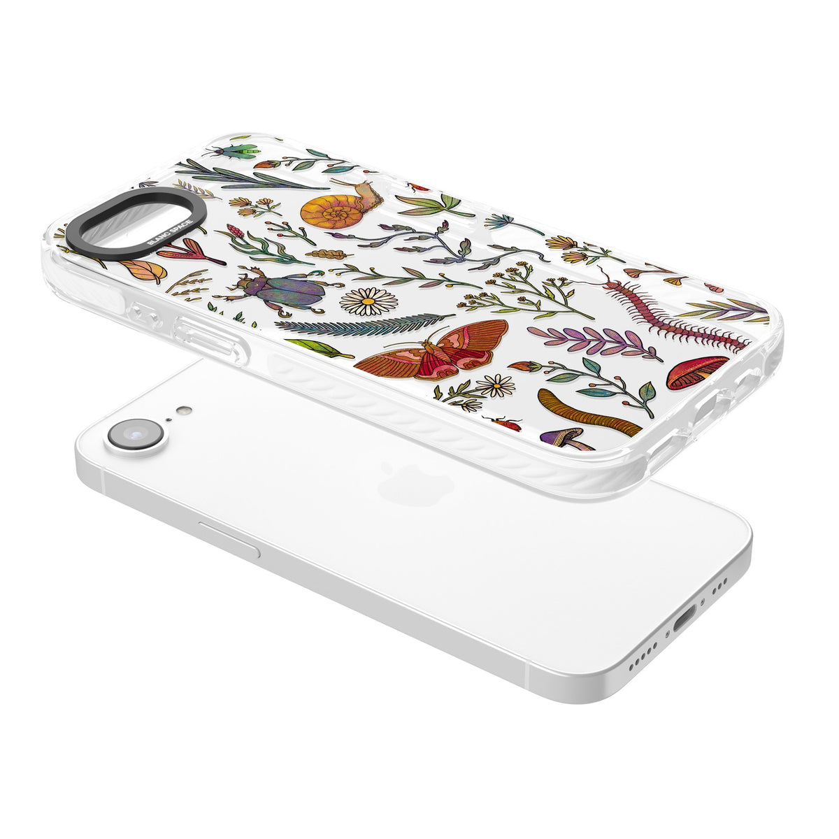 Bugs & Wildflowers iPhone 16e / iPhone 17e Impact Clear Phone Case angled
