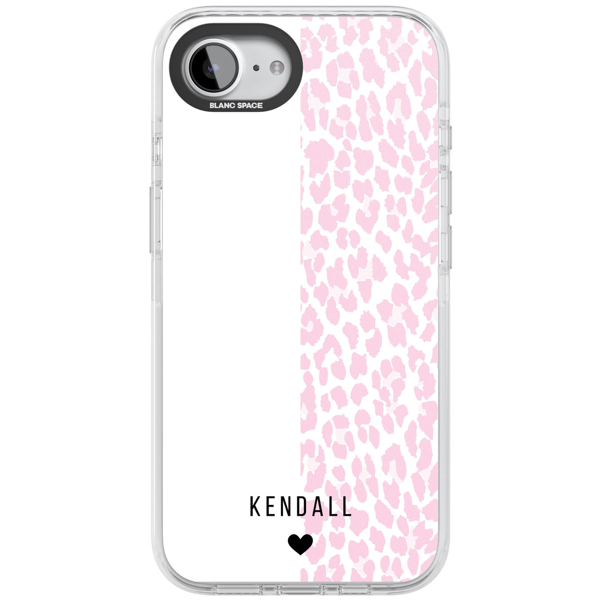 Personalised Pink Leopard iPhone 16e / iPhone 17e Impact Clear Phone Case front
