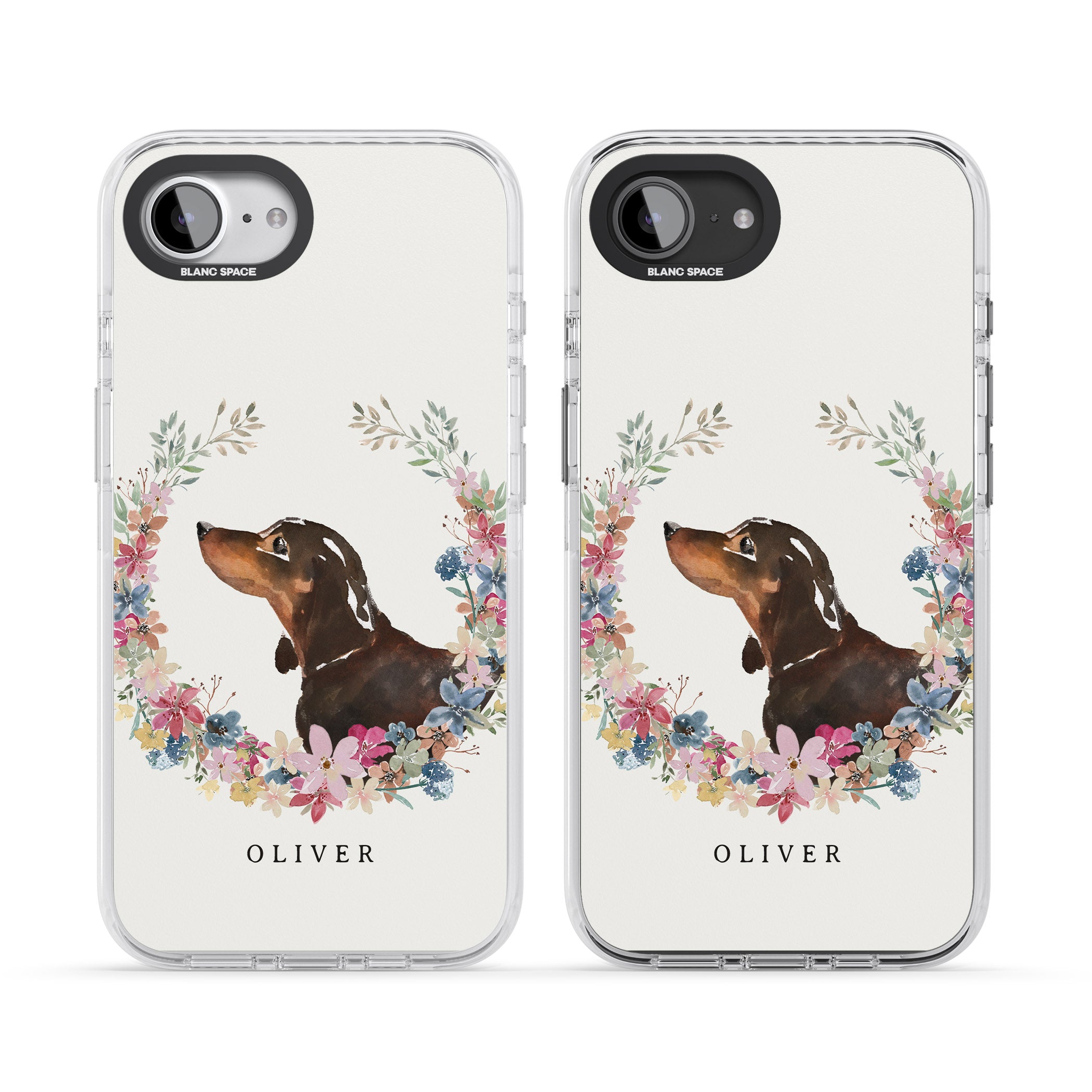 Personalised Black & Tan Dachshund Floral Portrait