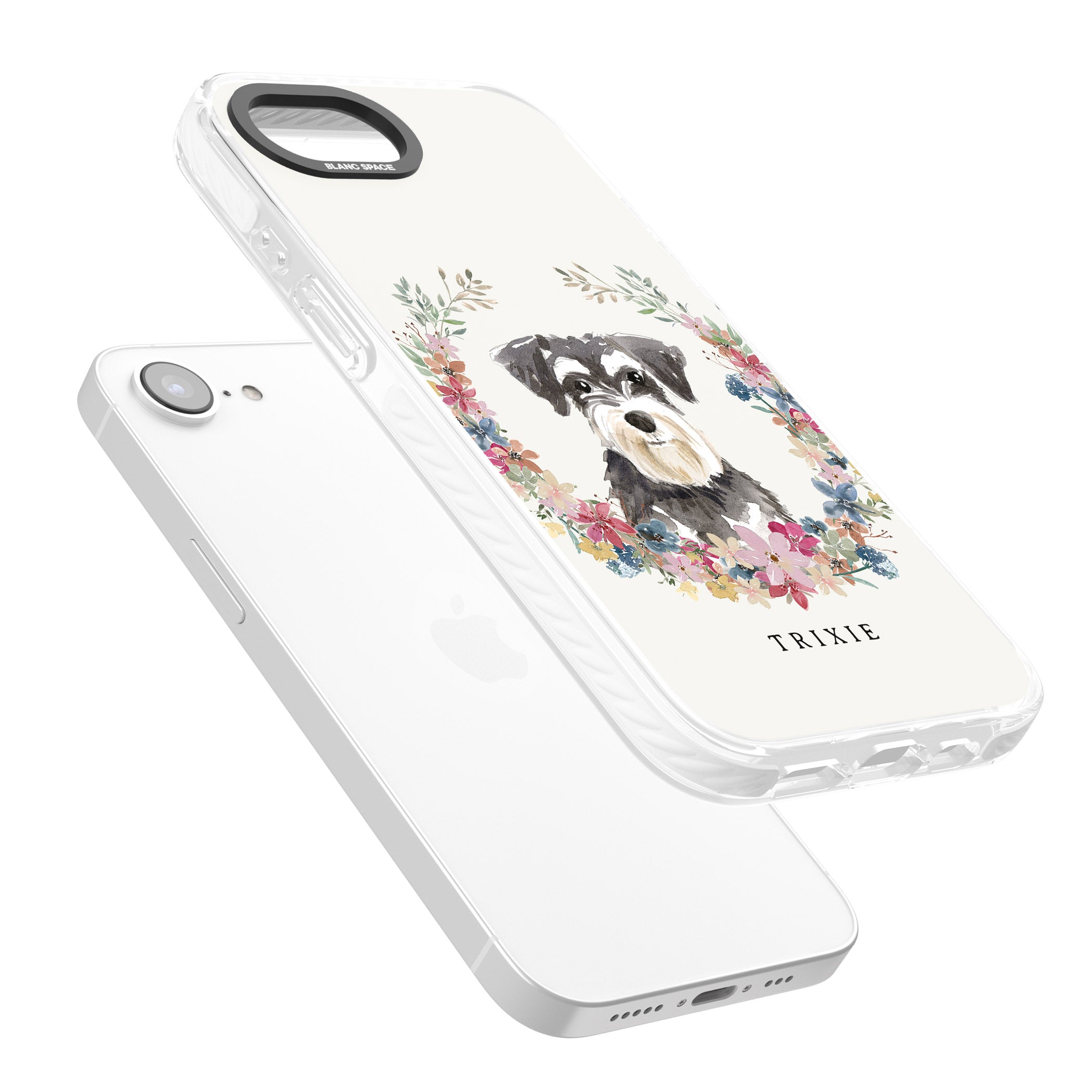 Personalised Watercolor Schnauzer Floral Portrait