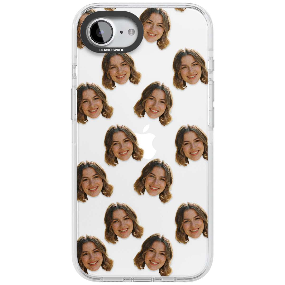 Falling Faces Pattern iPhone 16e / iPhone 17e Impact Clear Phone Case front