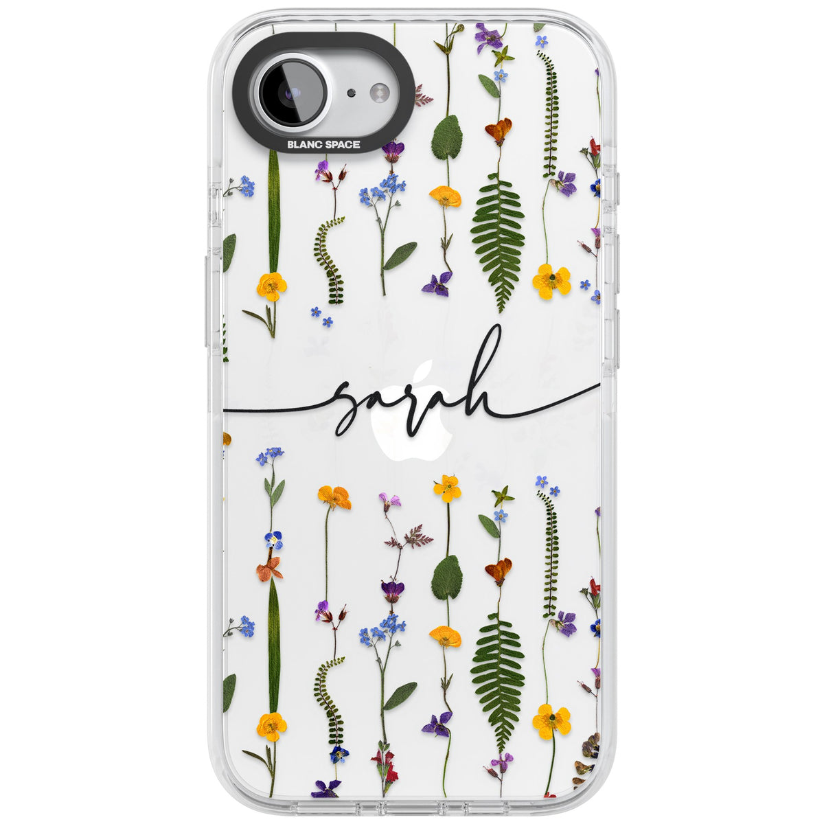 Personalised Wildflower Chain iPhone 16e / iPhone 17e Impact Clear Phone Case front