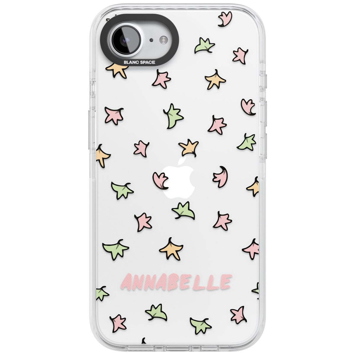 Personalised Heartstopper Leaves Pattern iPhone 16e / iPhone 17e Impact Clear Phone Case front