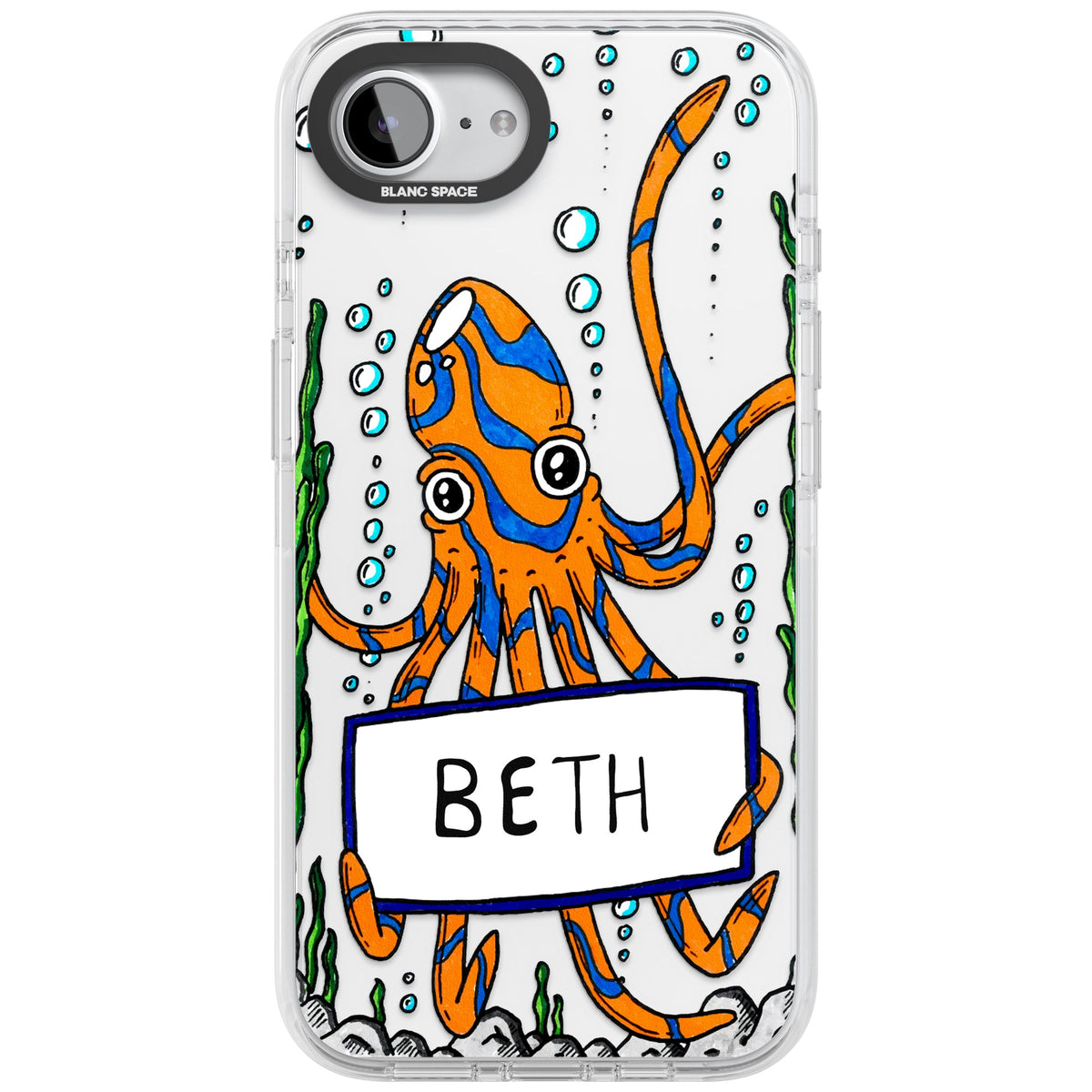 Personalised Octo iPhone 16e / iPhone 17e Impact Clear Phone Case front