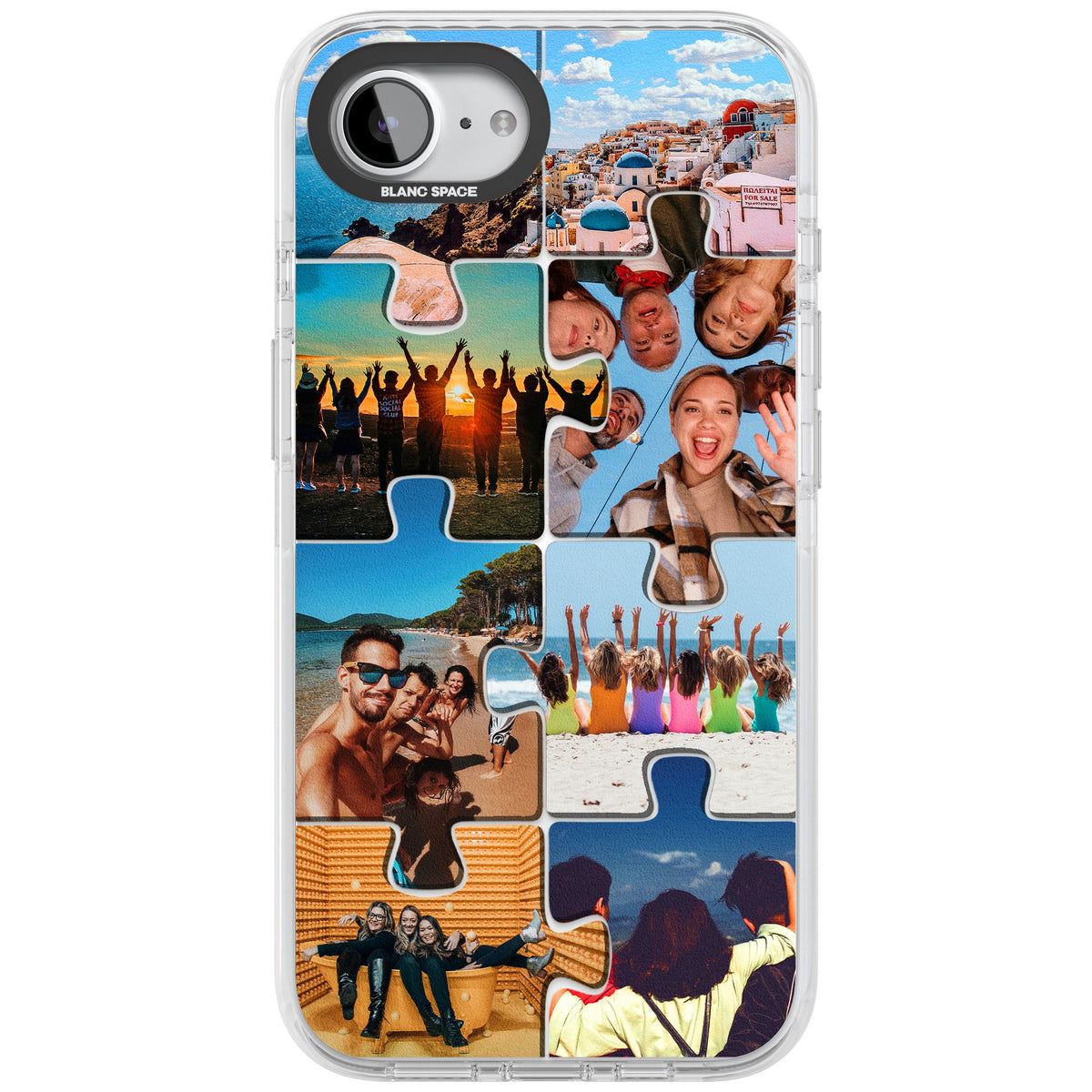 Personalised Jigsaw Photo Grid iPhone 16e / iPhone 17e Impact Clear Phone Case front