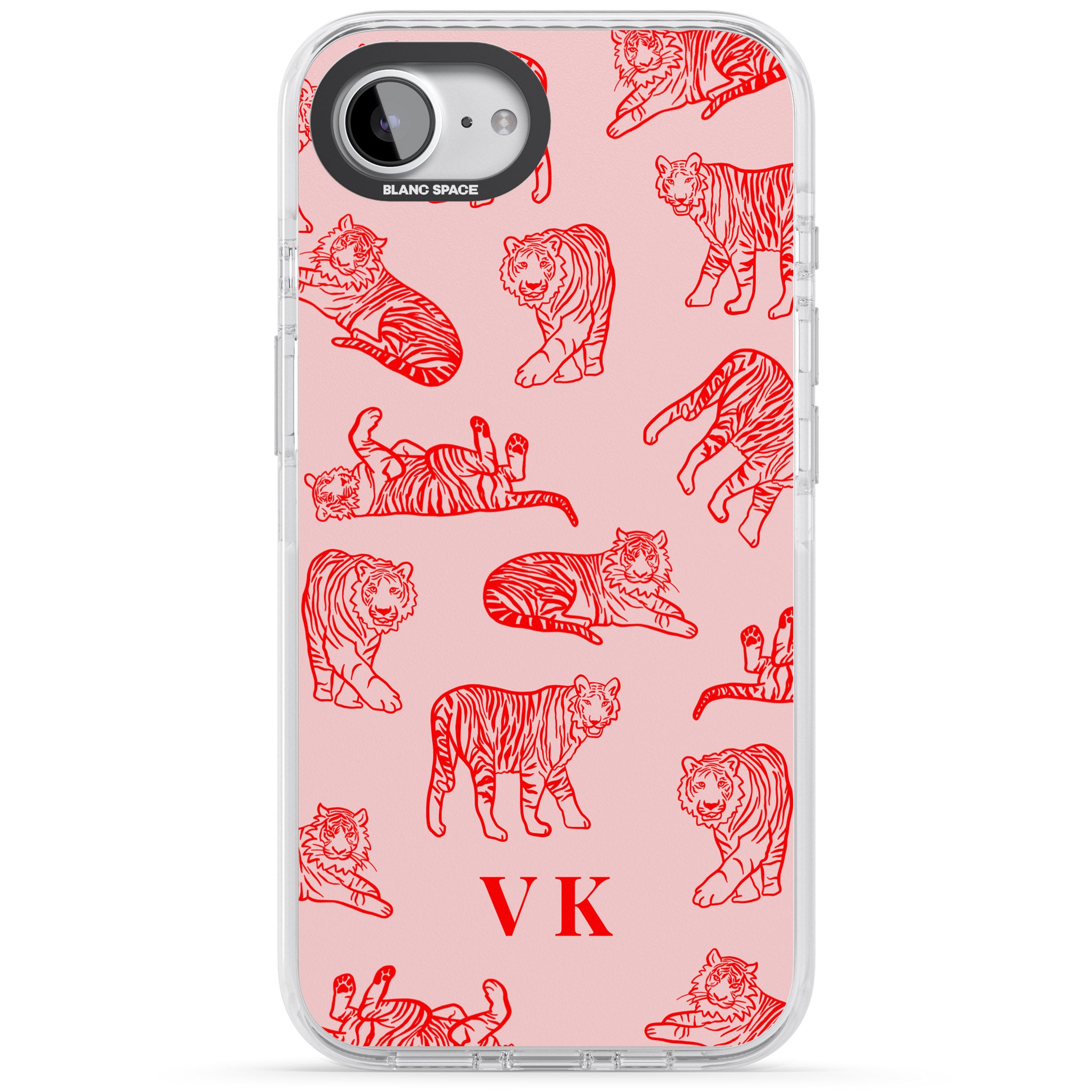 Personalised Red Tiger Outlines On Pink