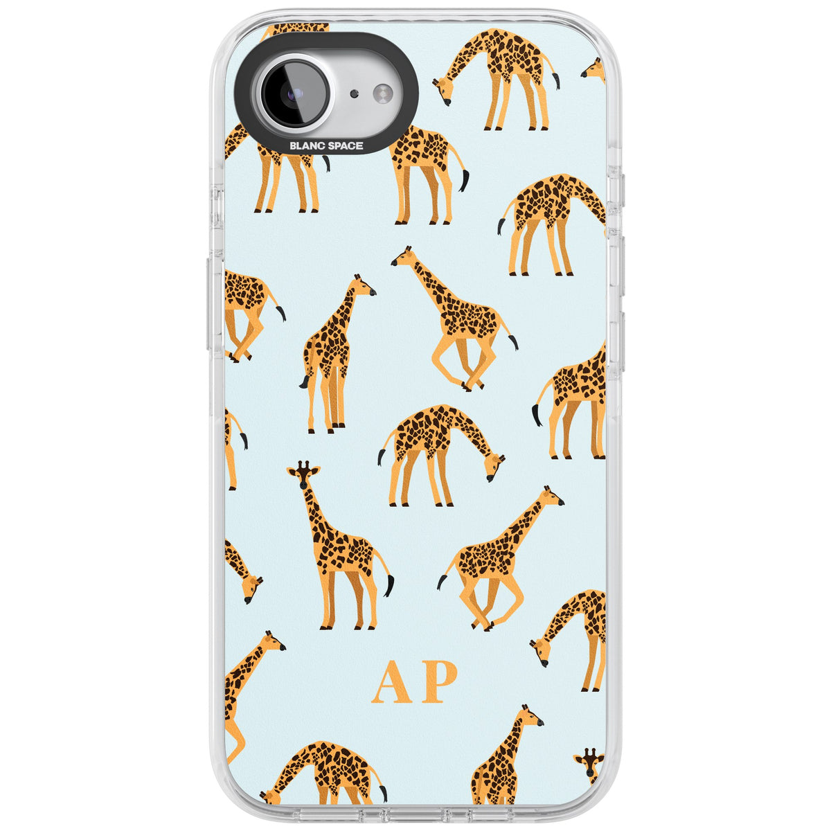 Personalised Safari Giraffe iPhone 16e / iPhone 17e Impact Clear Phone Case front