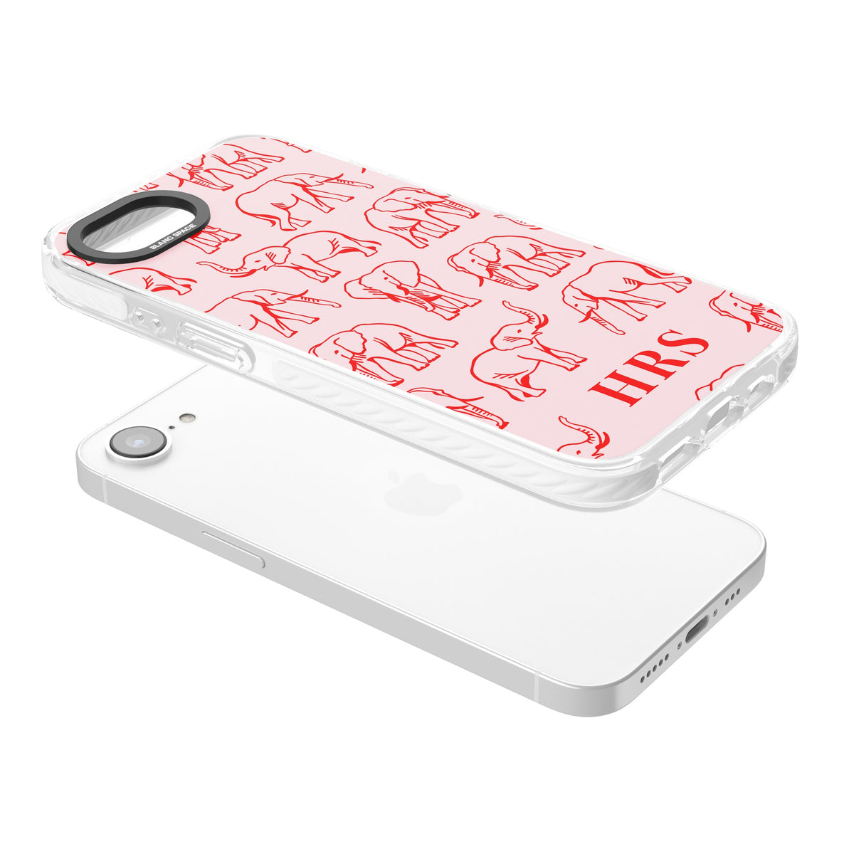 Scarlett Elephants iPhone 16e / iPhone 17e Impact Clear Phone Case angled