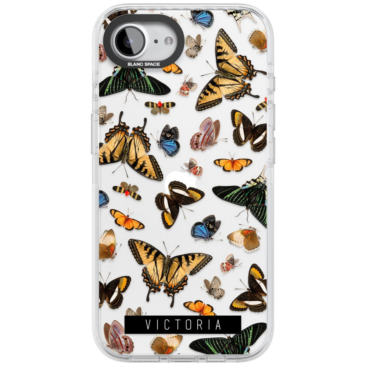 Personalised Butterfly Archive iPhone 16e / iPhone 17e Impact Clear Phone Case front