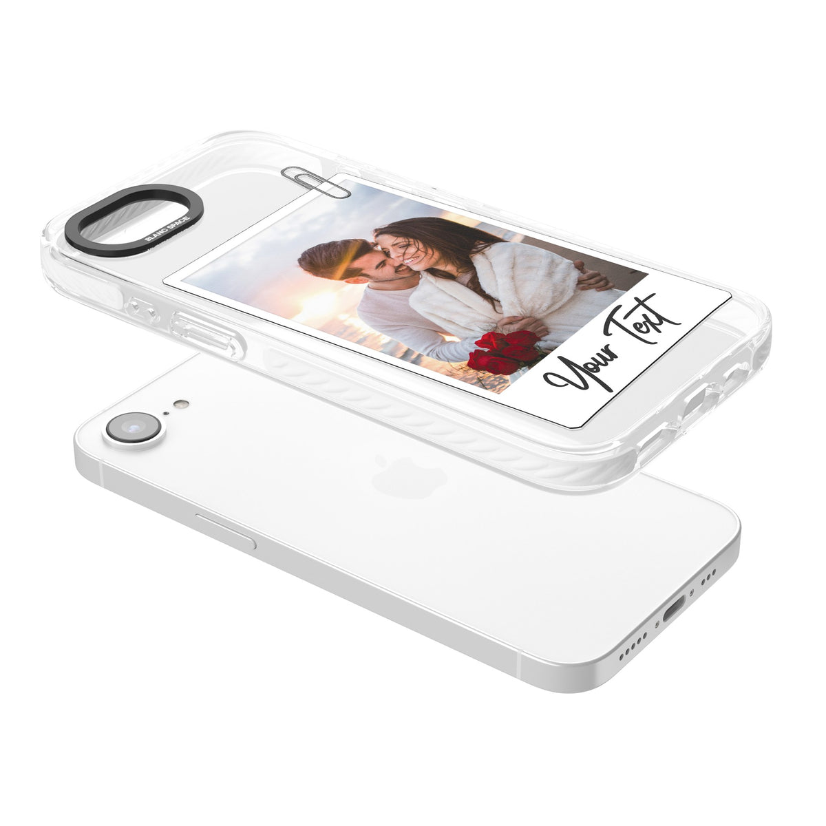 Polaroid Photo Clip iPhone 16e / iPhone 17e Impact Clear Phone Case angled