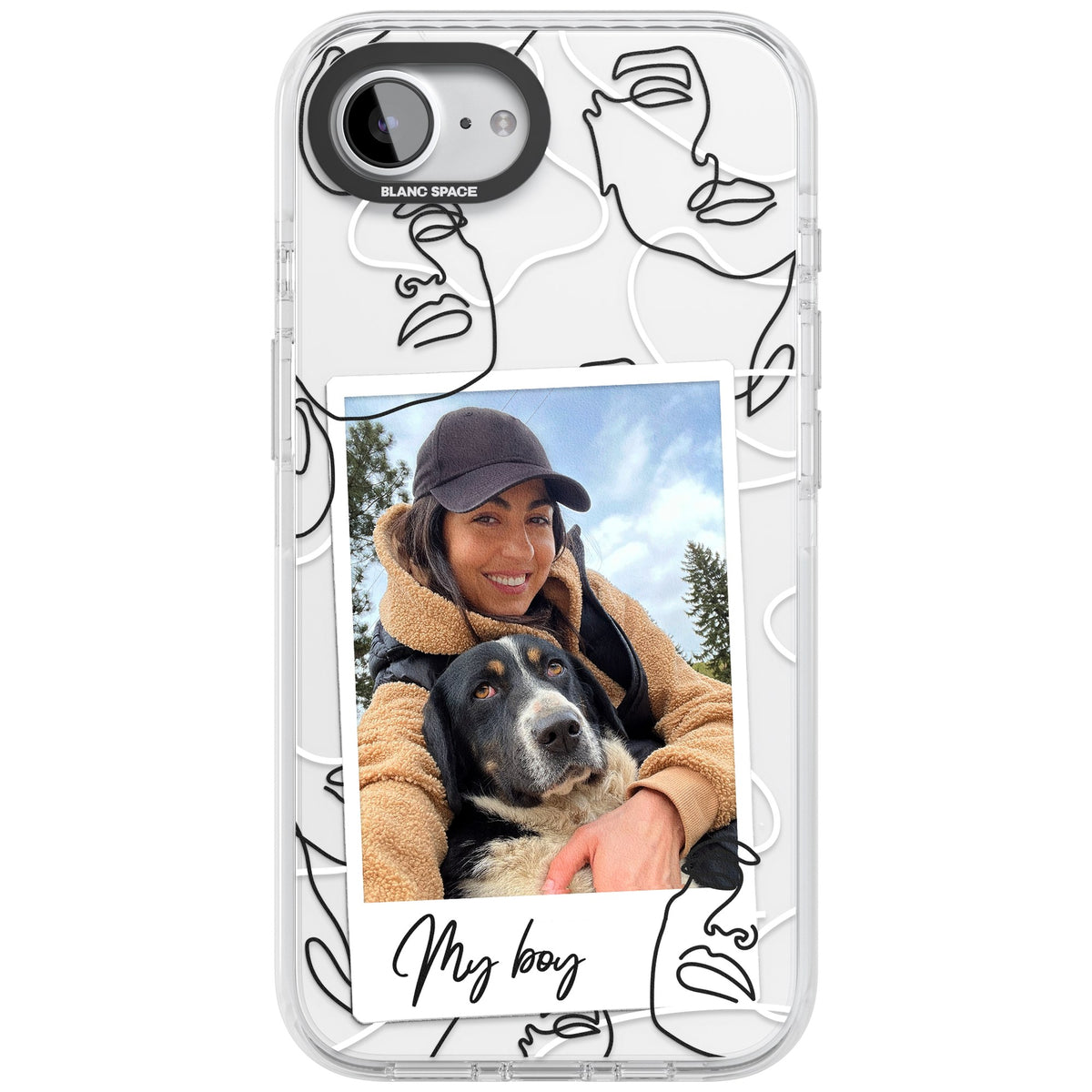Personalised Abstract Faces Instant Photo iPhone 16e / iPhone 17e Impact Clear Phone Case front