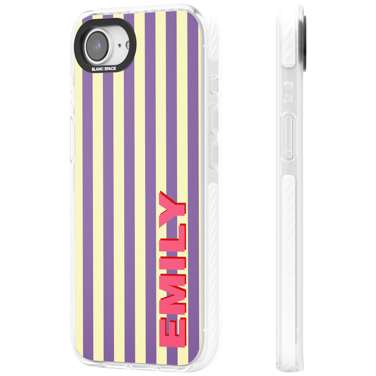 Personalised Valensole Stripe iPhone 16e / iPhone 17e Impact Clear Phone Case side