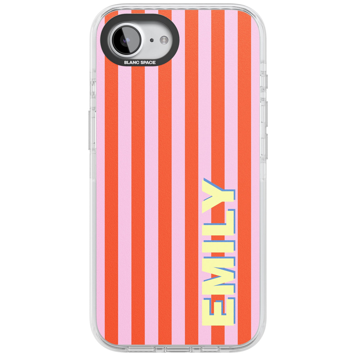 Personalised Havana Stripe iPhone 16e / iPhone 17e Impact Clear Phone Case front