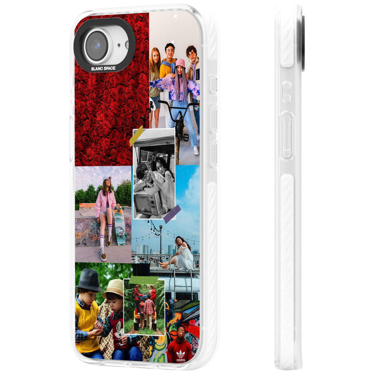 Personalised Photo Collage iPhone 16e / iPhone 17e Impact Clear Phone Case side
