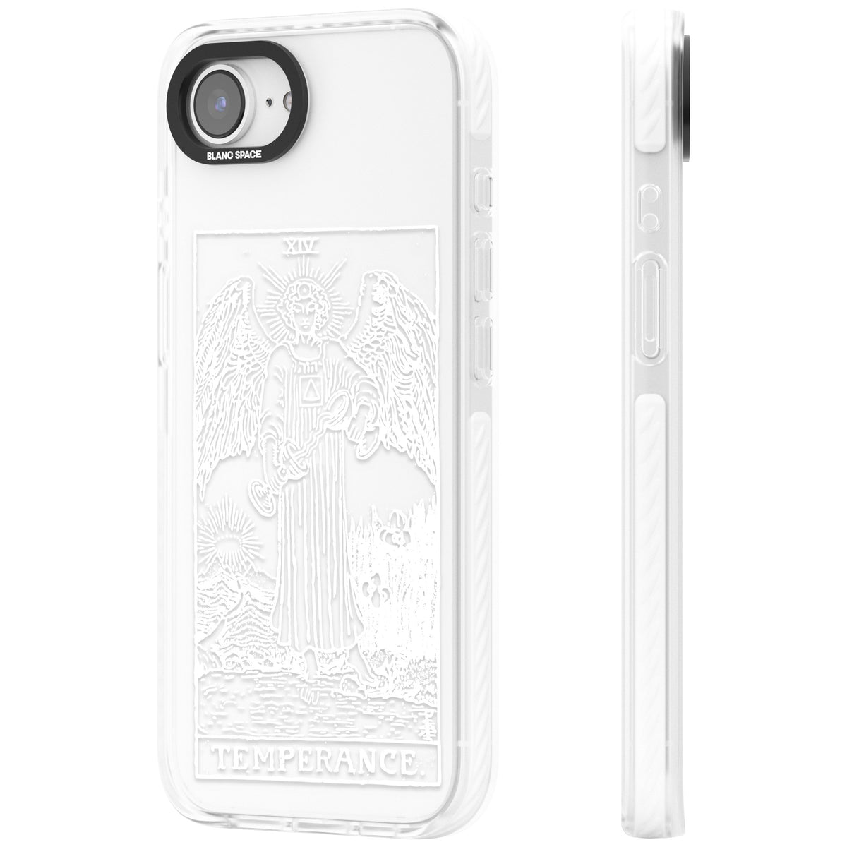 Personalised Temperance Tarot Card (White) iPhone 16e / iPhone 17e Impact Clear Phone Case side