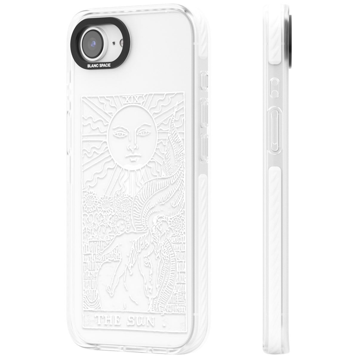 Personalised The Sun Tarot Card (White) iPhone 16e / iPhone 17e Impact Clear Phone Case side