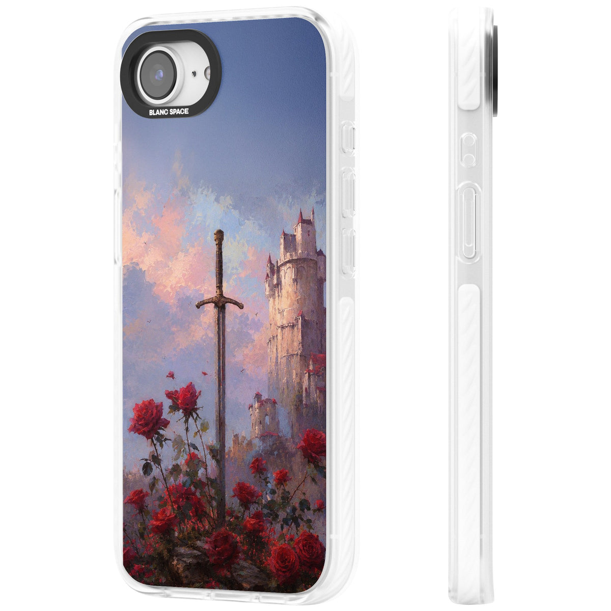 Sword in Roses iPhone 16e / iPhone 17e Impact Clear Phone Case side