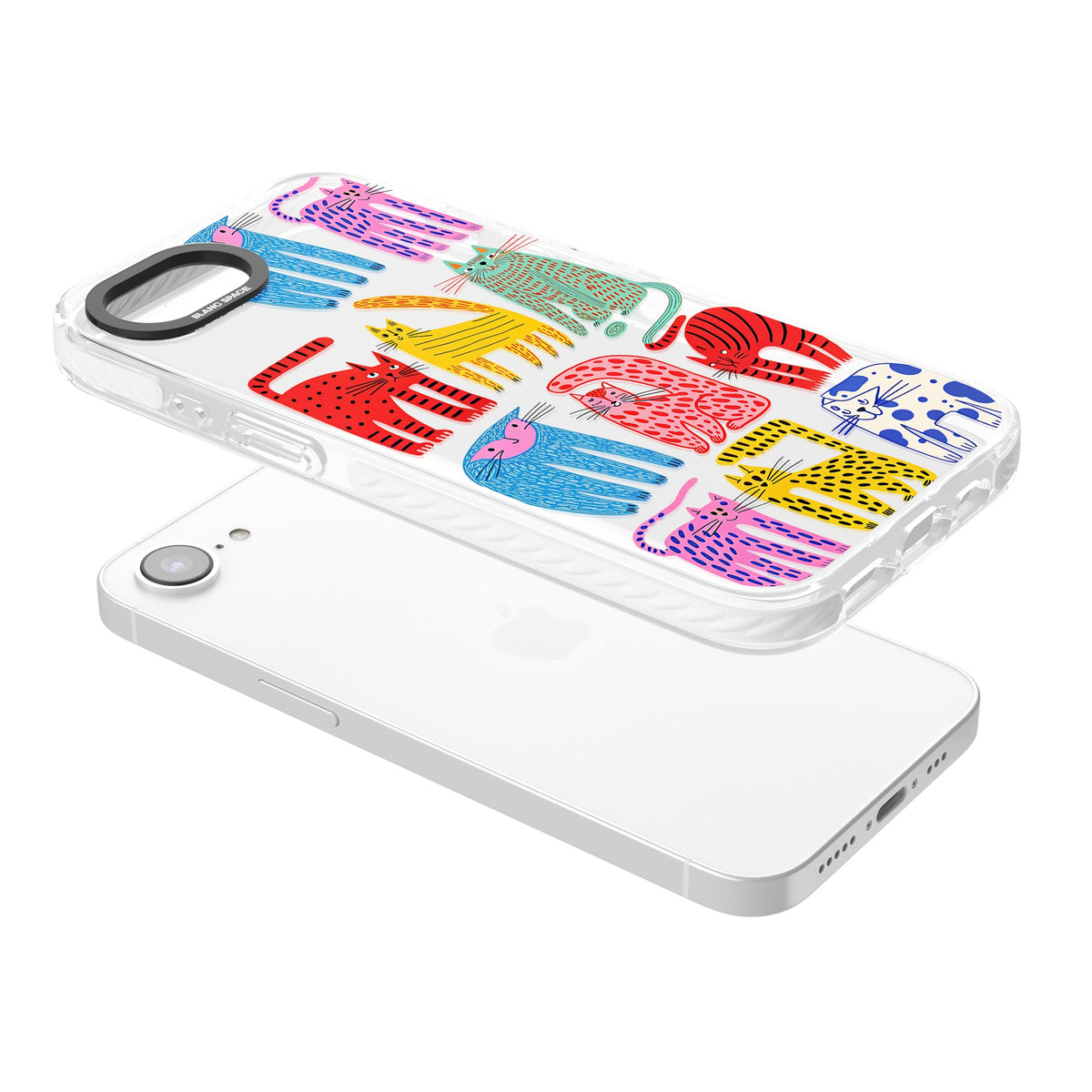 Abstract Cats iPhone 16e / iPhone 17e Impact Clear Phone Case angled