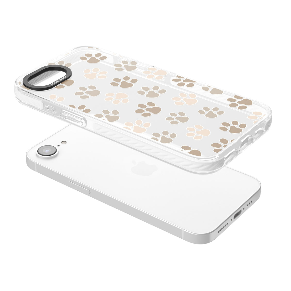 Paw Prints iPhone 16e / iPhone 17e Impact Clear Phone Case angled