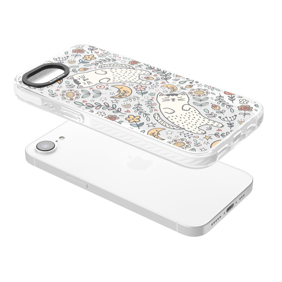 Whisker Dreams iPhone 16e / iPhone 17e Impact Clear Phone Case angled