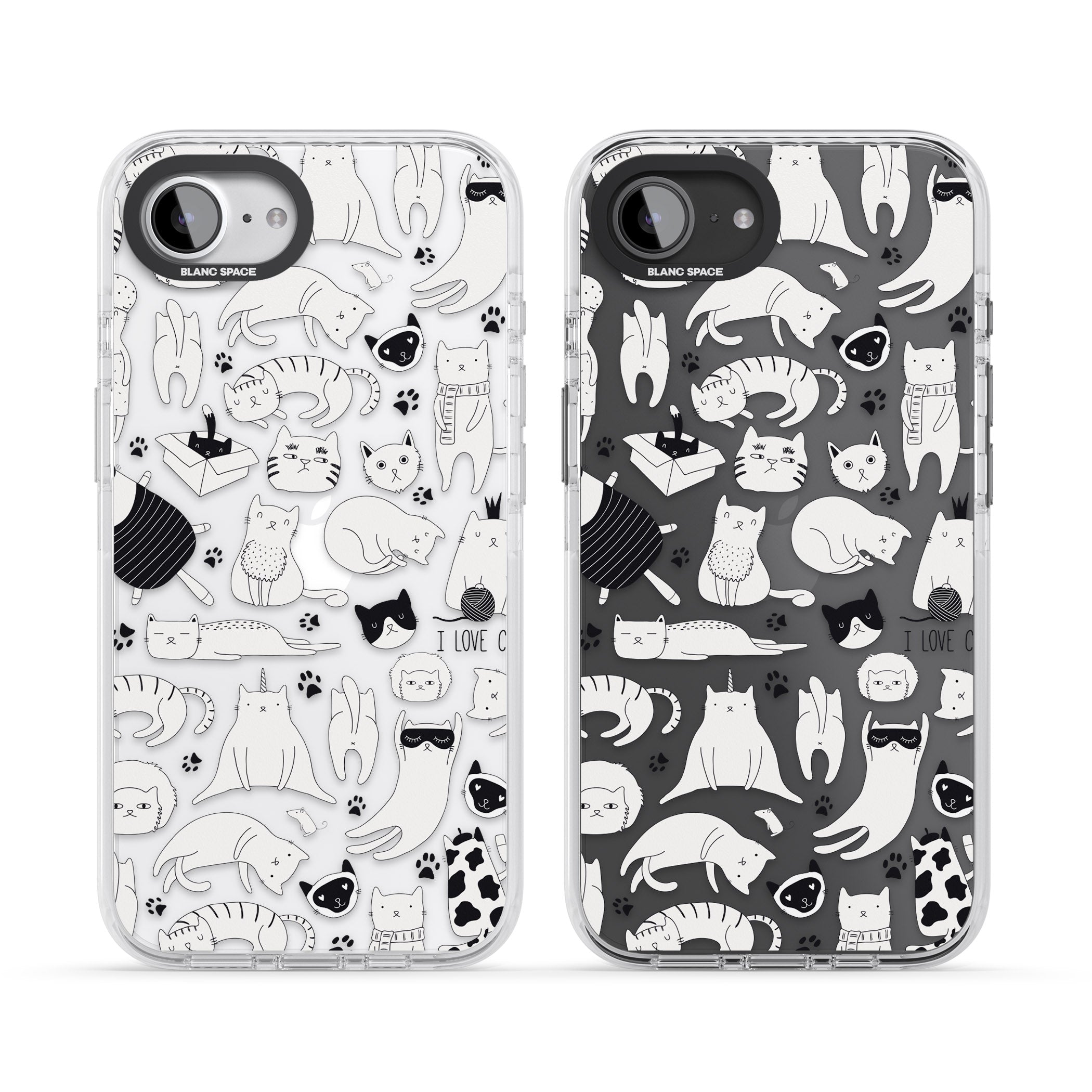 Cartoon Cat Collage Black & White