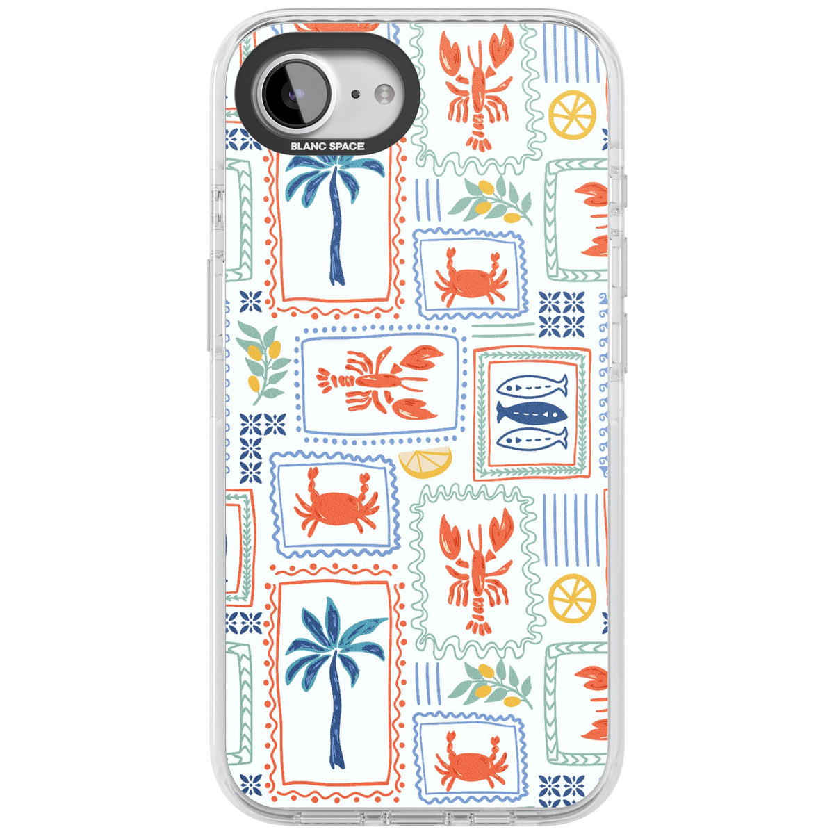 Seaside Stamps iPhone 16e / iPhone 17e Impact Clear Phone Case front