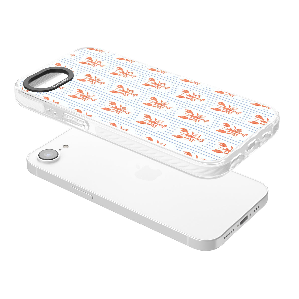 Lobster Stripes iPhone 16e / iPhone 17e Impact Clear Phone Case angled