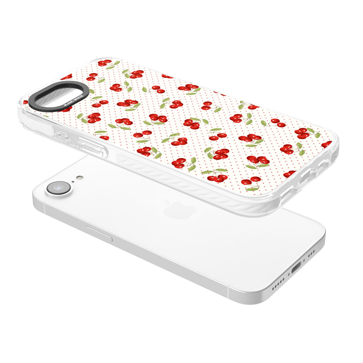Cherry Picking iPhone 16e / iPhone 17e Impact Clear Phone Case angled