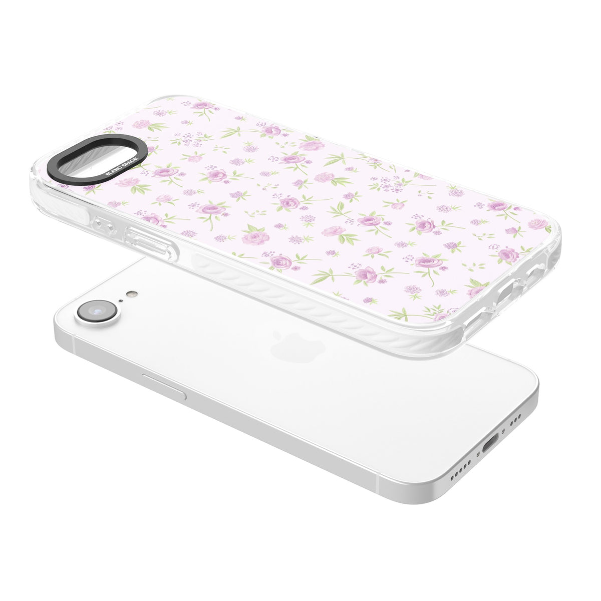 Pink Peonies iPhone 16e / iPhone 17e Impact Clear Phone Case angled