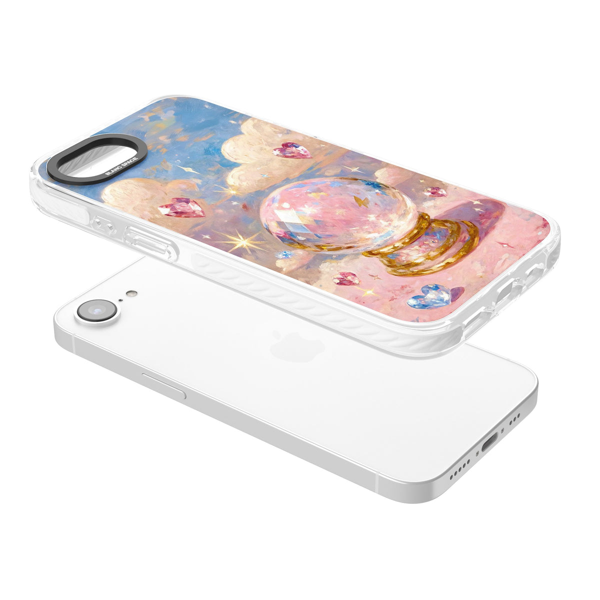 Crystal Ball iPhone 16e / iPhone 17e Impact Clear Phone Case angled