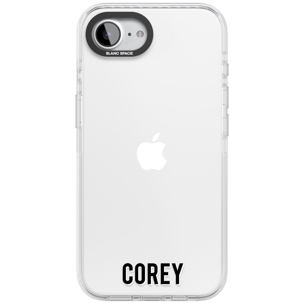 Personalised Name (Bottom) iPhone 16e / iPhone 17e Impact Clear Phone Case front
