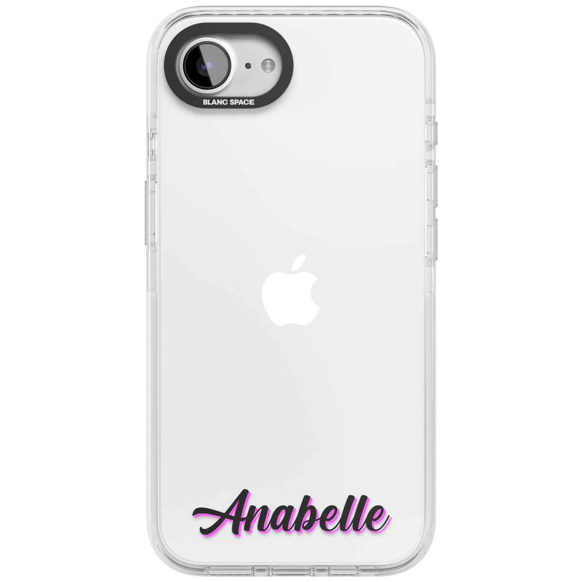 Personalised Cute Bottom Name iPhone 16e / iPhone 17e Impact Clear Phone Case front