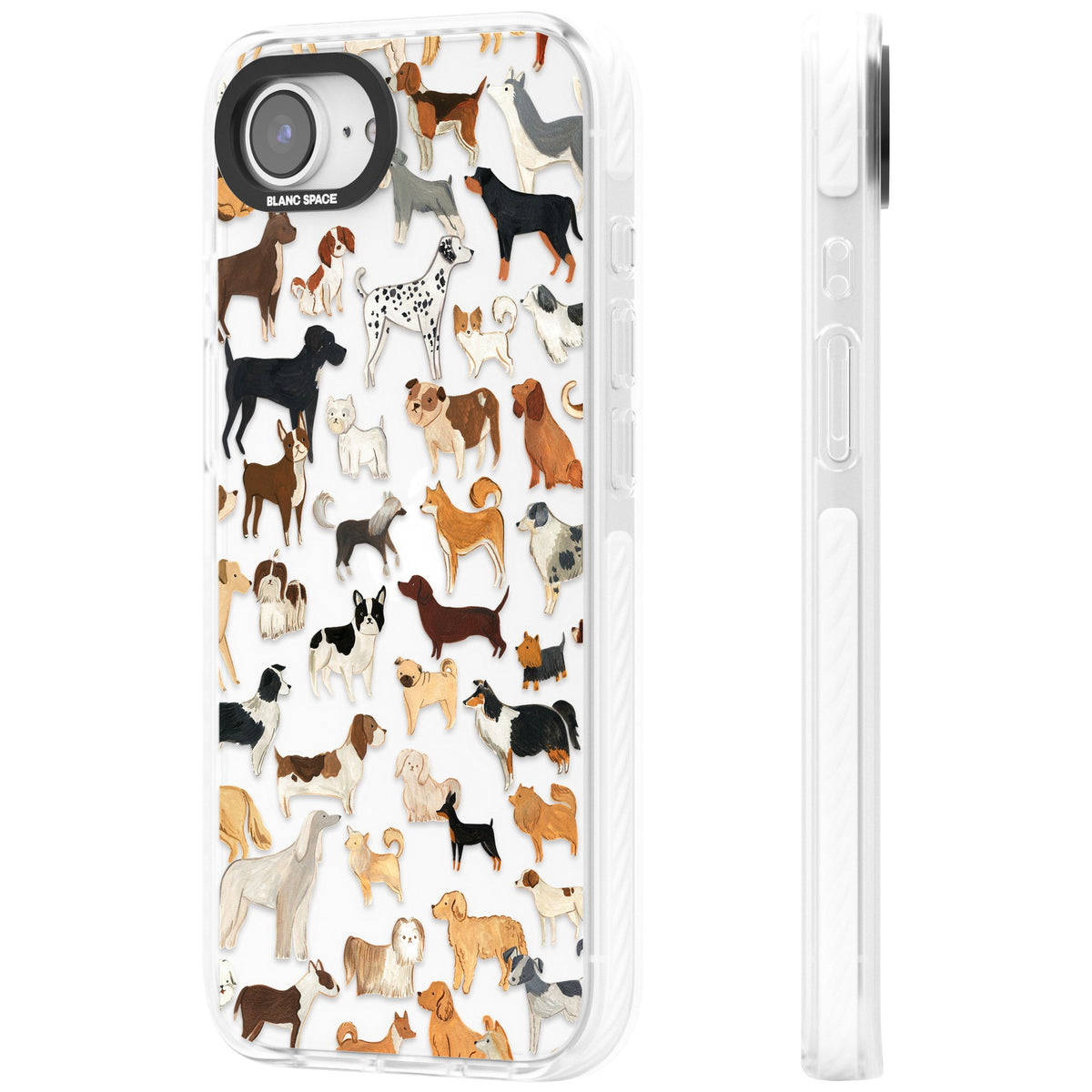 Hand Painted Dogs iPhone 16e / iPhone 17e Impact Clear Phone Case side