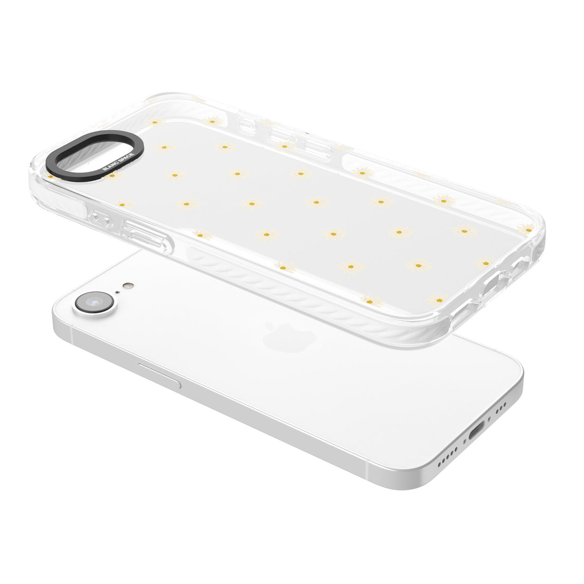 Daisy Pop iPhone 16e / iPhone 17e Impact Clear Phone Case angled