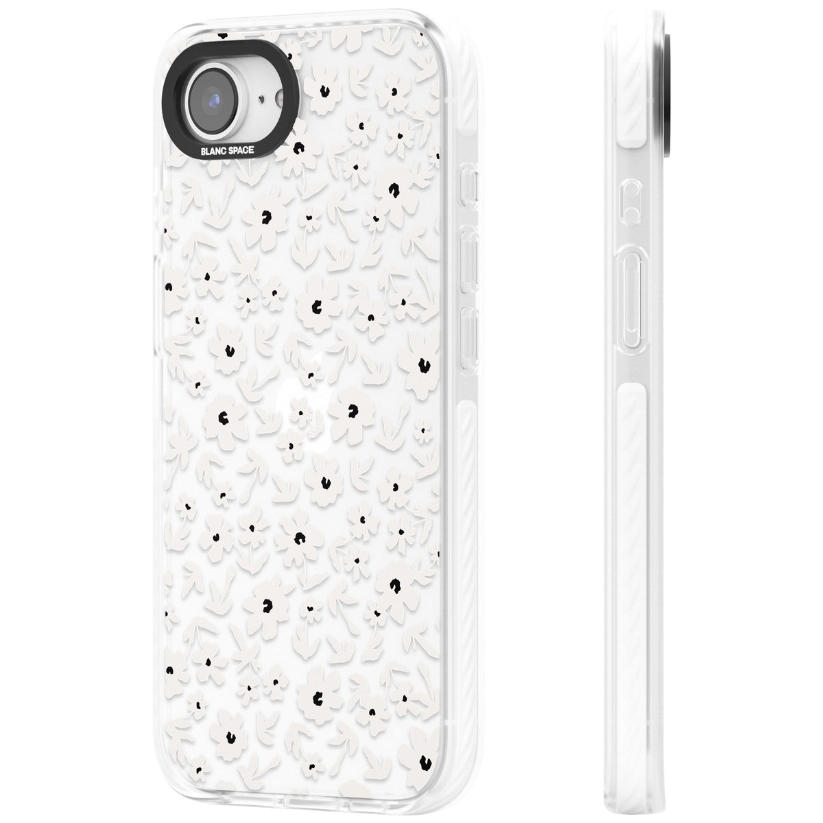 Snow Petals iPhone 16e / iPhone 17e Impact Clear Phone Case side