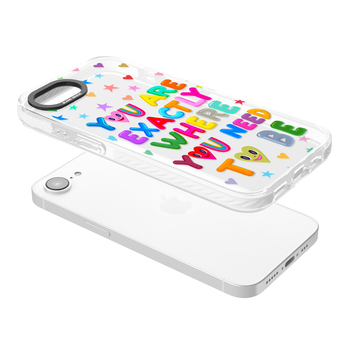 Exactly Where You Need To Be iPhone 16e / iPhone 17e Impact Clear Phone Case angled