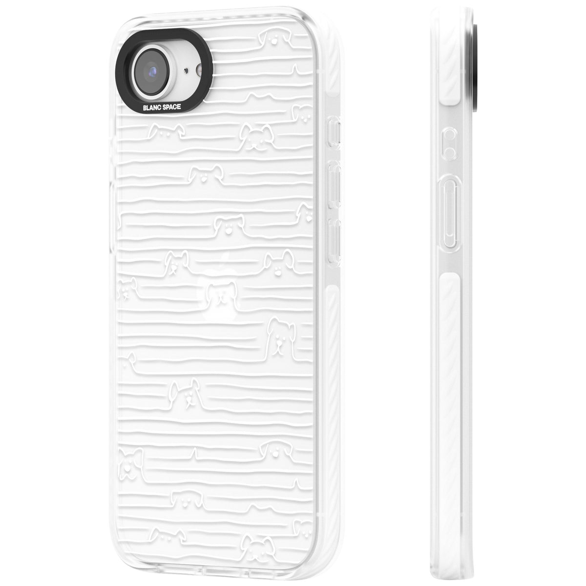 Dog Lines (White) iPhone 16e / iPhone 17e Impact Clear Phone Case side