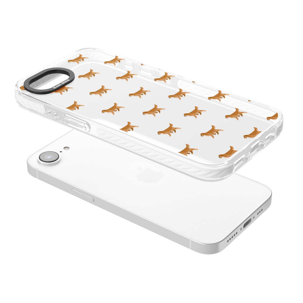 Golden Retriever Dog Pattern Clear iPhone 16e / iPhone 17e Impact Clear Phone Case angled