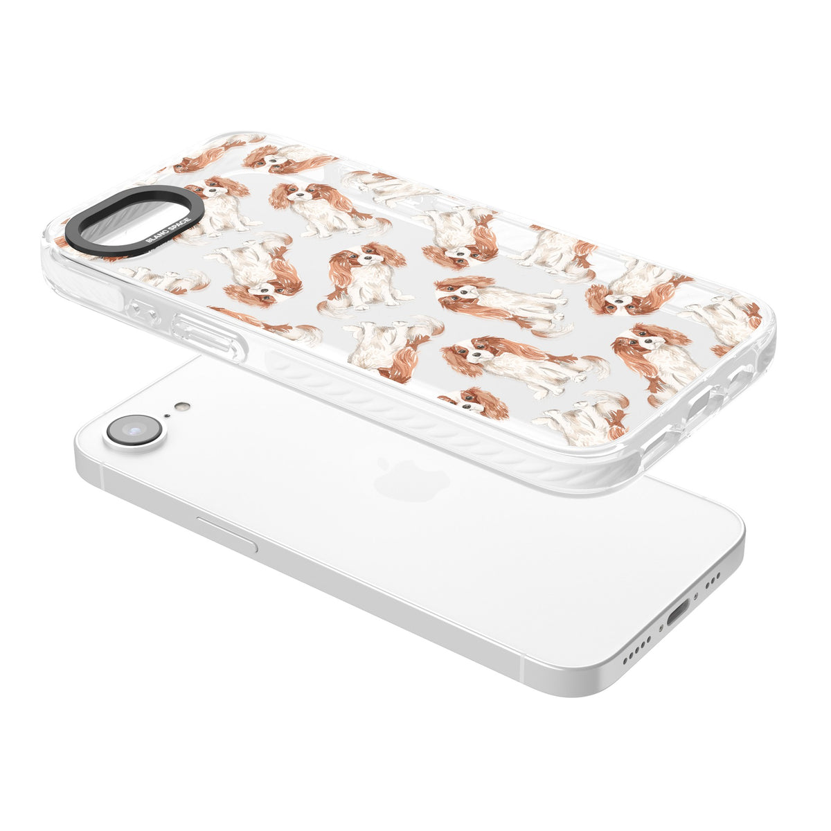 Cavalier King Charles Spaniel iPhone 16e / iPhone 17e Impact Clear Phone Case angled