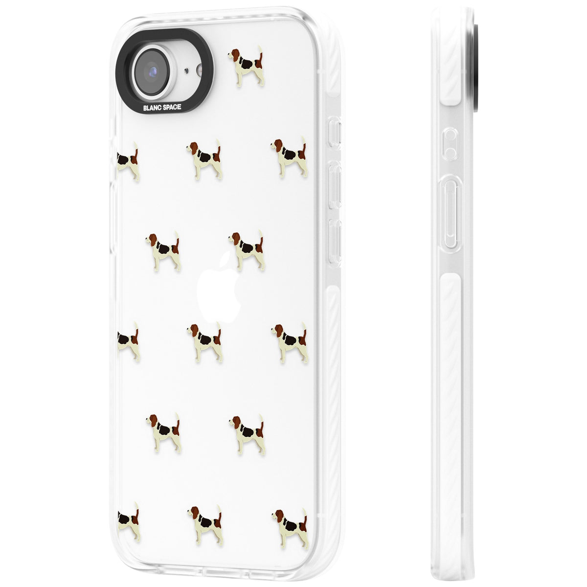 Beagle Dog Pattern iPhone 16e / iPhone 17e Impact Clear Phone Case side