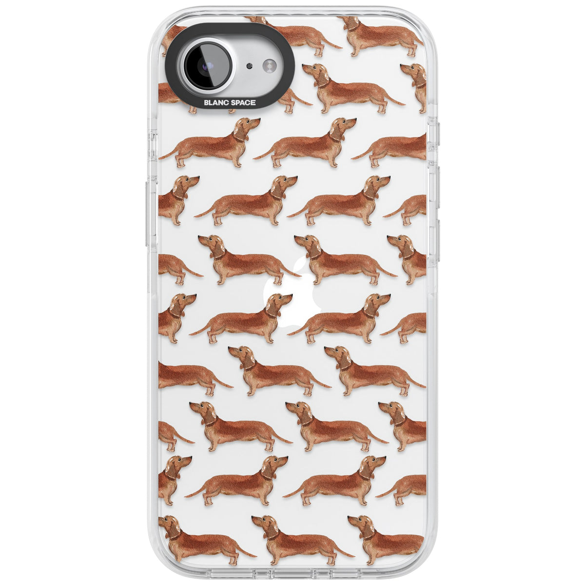 Dachshund Watercolor Dog Pattern iPhone 16e / iPhone 17e Impact Clear Phone Case front