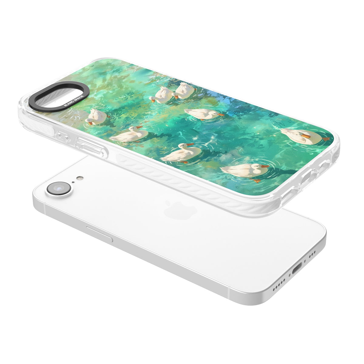 Ducks In The Pond iPhone 16e / iPhone 17e Impact Clear Phone Case angled