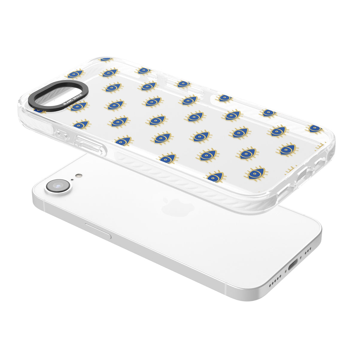 Psychedelic Eyes Pattern Classic iPhone 16e / iPhone 17e Impact Clear Phone Case angled