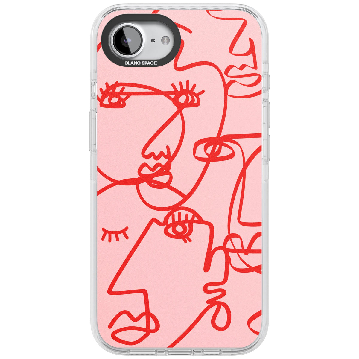 Red Line Art iPhone 16e / iPhone 17e Impact Clear Phone Case front