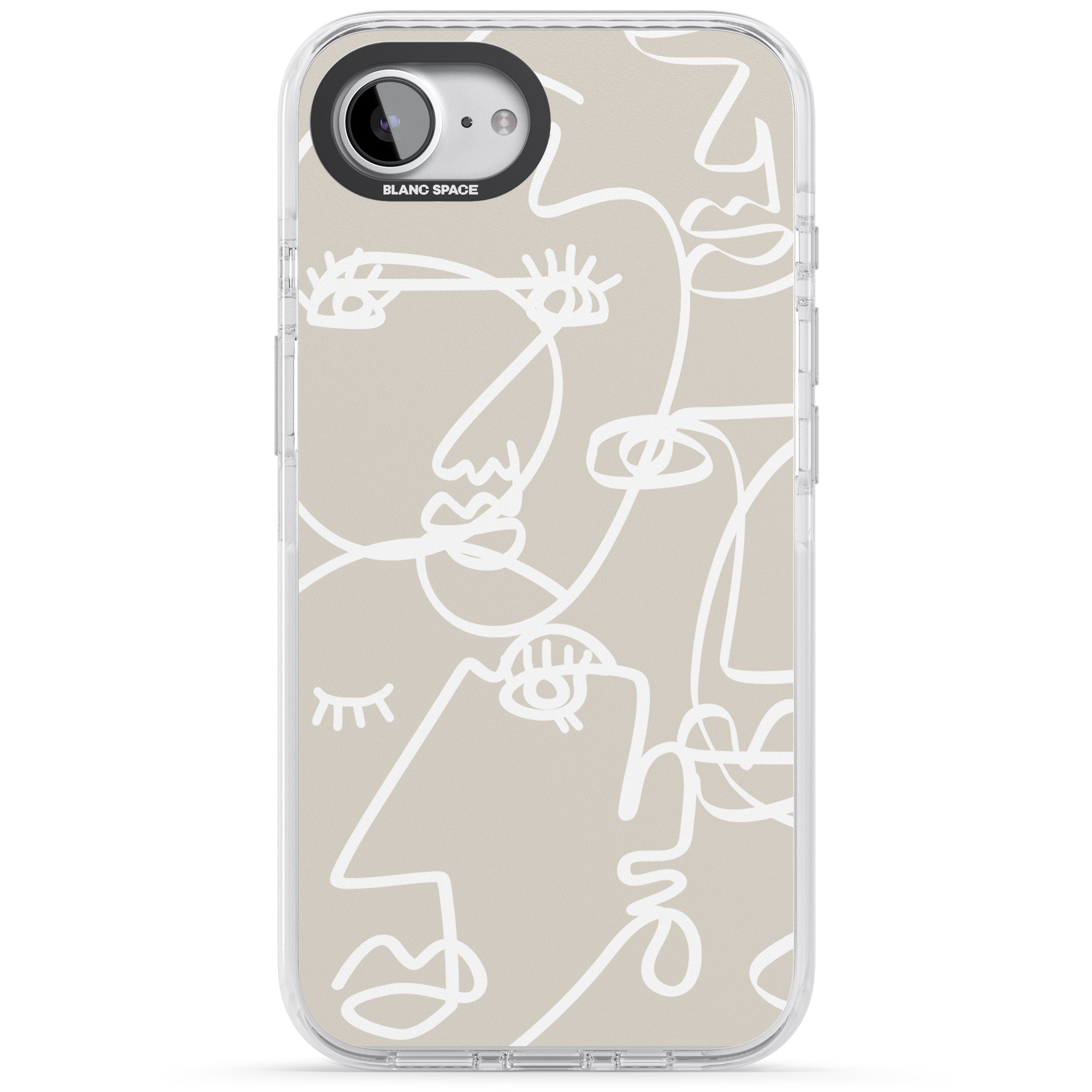 Abstract Line Art White Beige