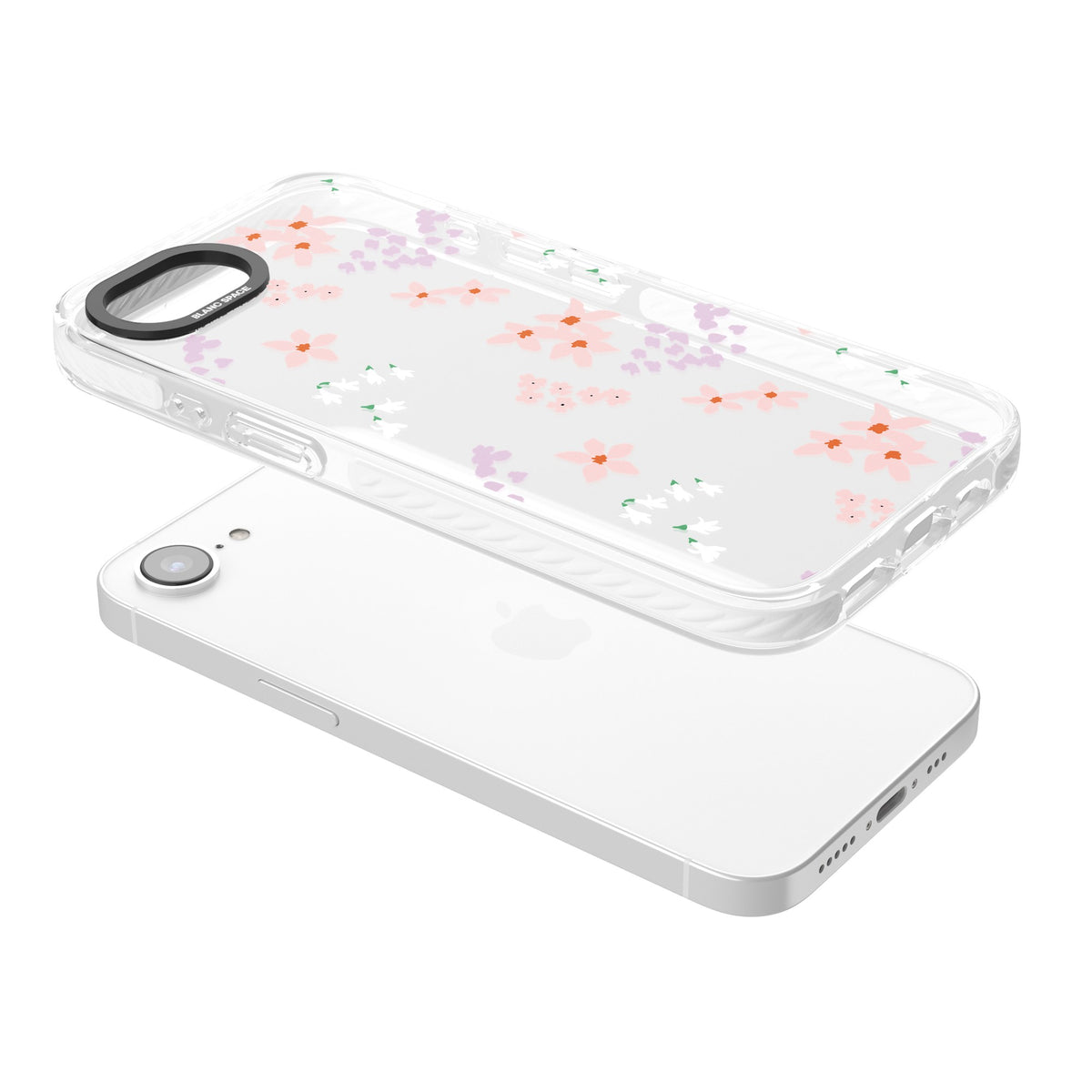 Rose & Violet Flower Mix iPhone 16e / iPhone 17e Impact Clear Phone Case angled