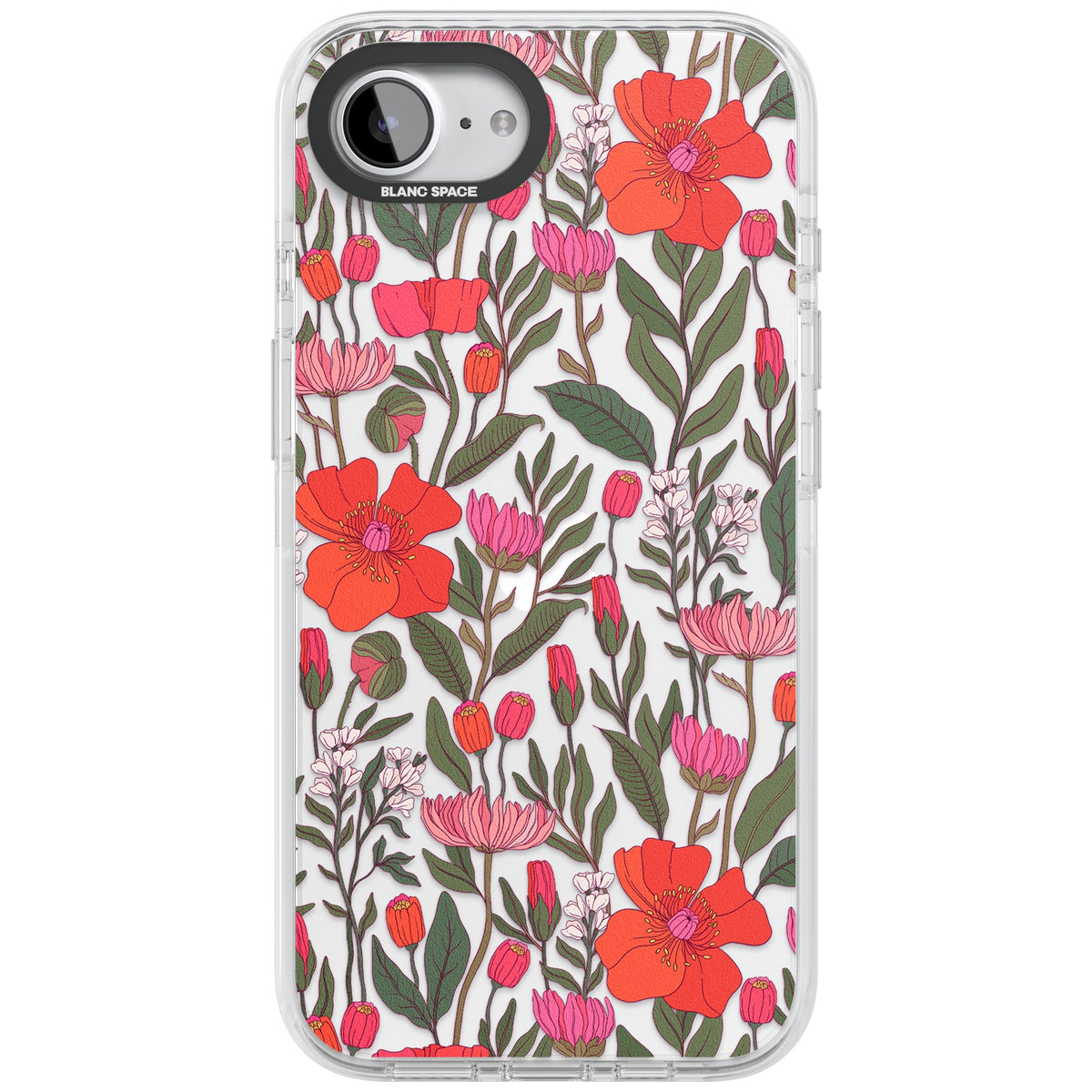 Peachy Floral iPhone 16e / iPhone 17e Impact Clear Phone Case front