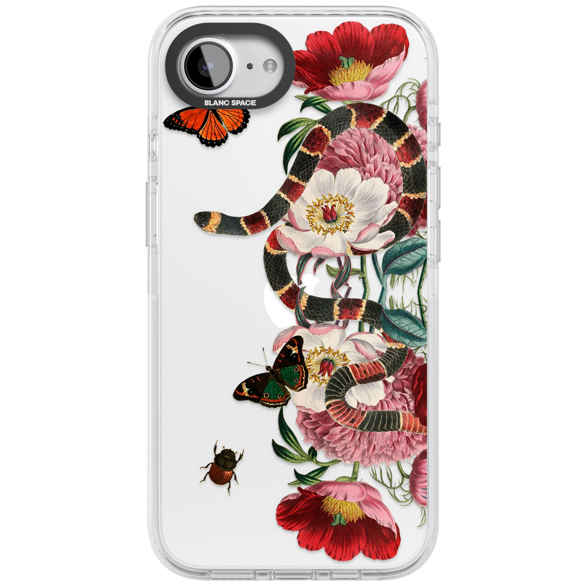 Floral Snake iPhone 16e / iPhone 17e Impact Clear Phone Case front