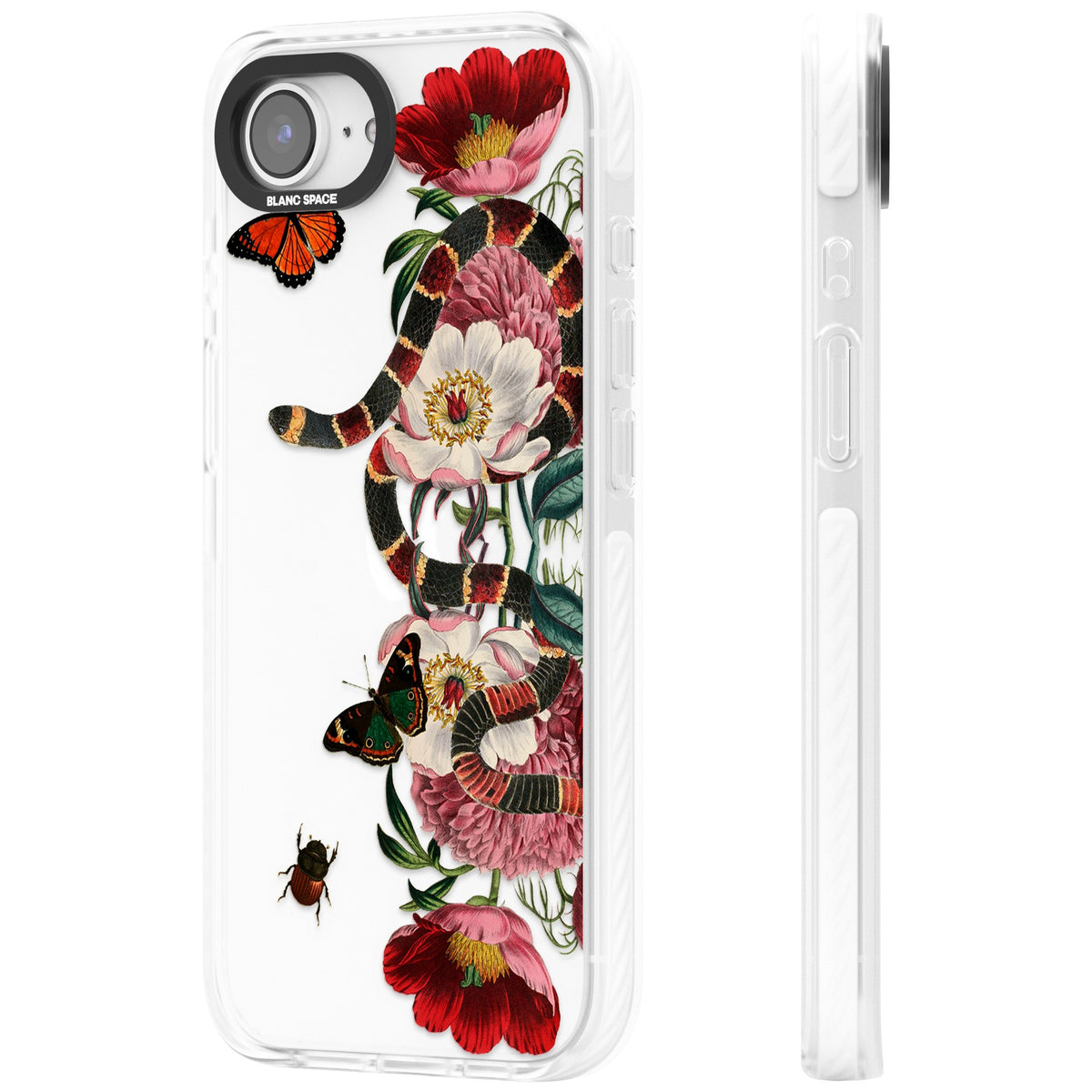 Floral Snake iPhone 16e / iPhone 17e Impact Clear Phone Case side