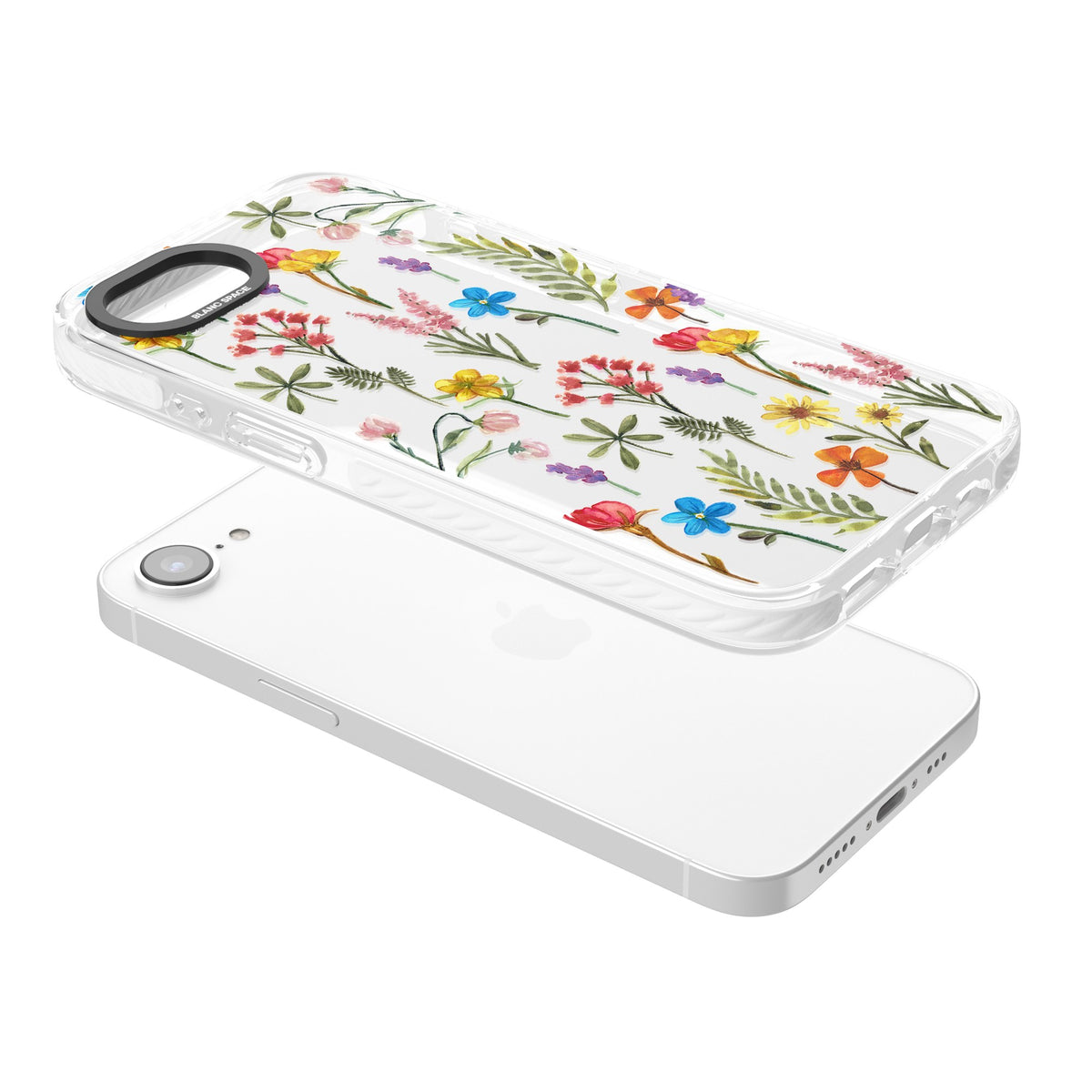 Spring Botanicals iPhone 16e / iPhone 17e Impact Clear Phone Case angled